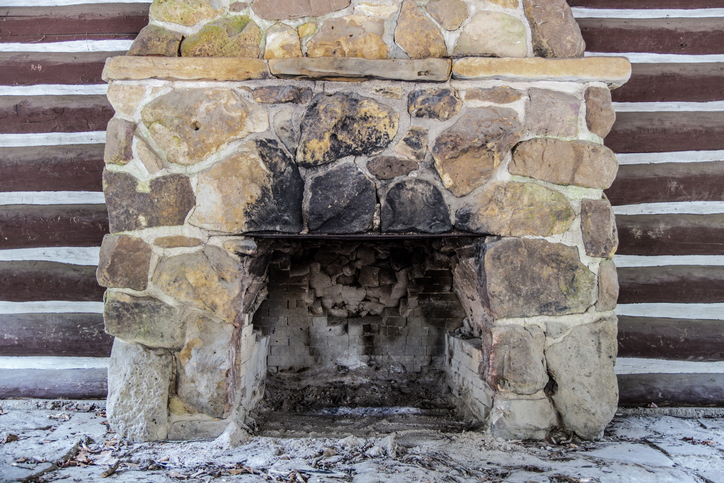 Dirty chimney fireplace soot